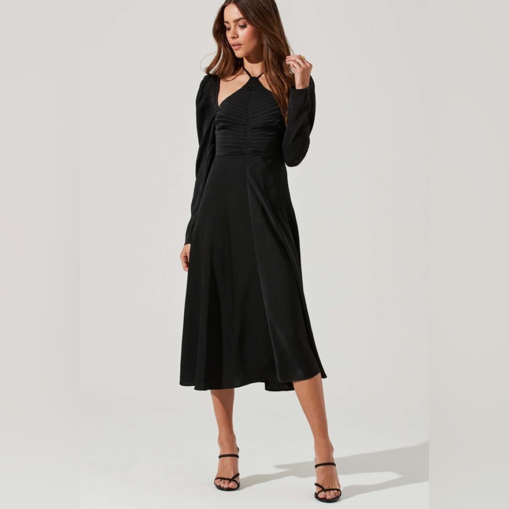 Astr Elegant Black satin dress size XS whimsigoth witchy